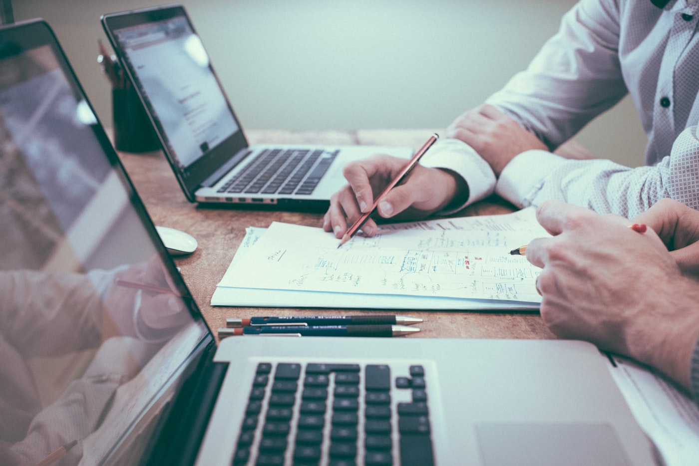Consultant reviewing professional documents